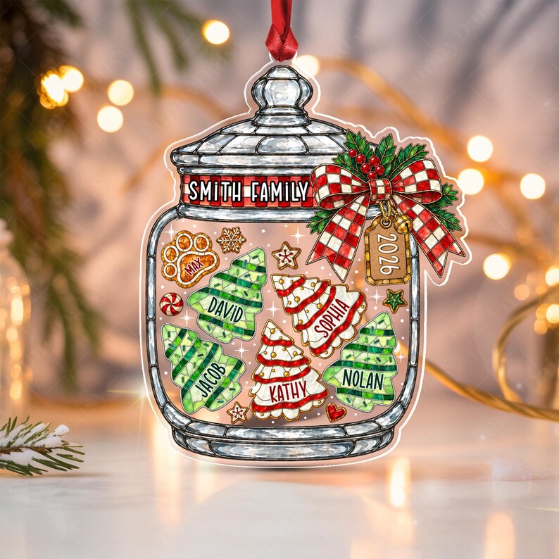 Family Tree Cake Christmas Jar Ornament