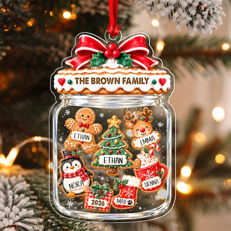 Family Gingerbread Cookies Jar Ornament
