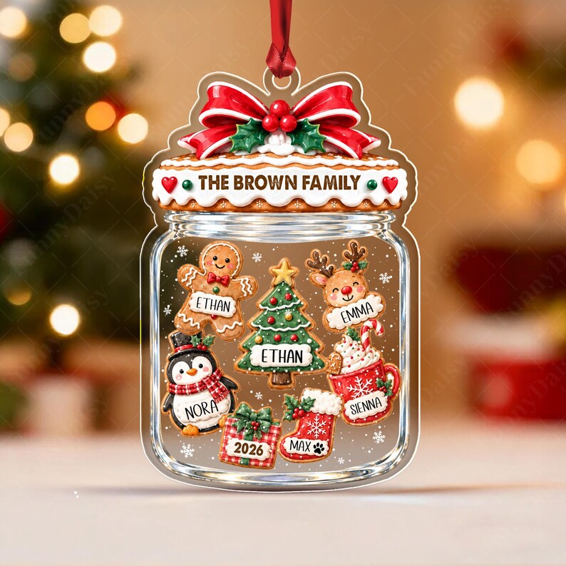 Family Gingerbread Cookies Jar Ornament