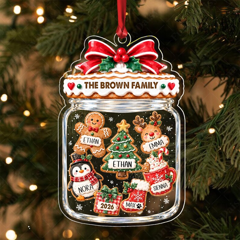 Family Gingerbread Cookies Jar Ornament