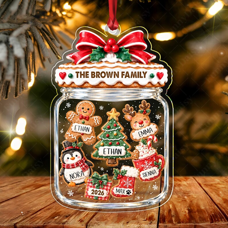 Family Gingerbread Cookies Jar Ornament