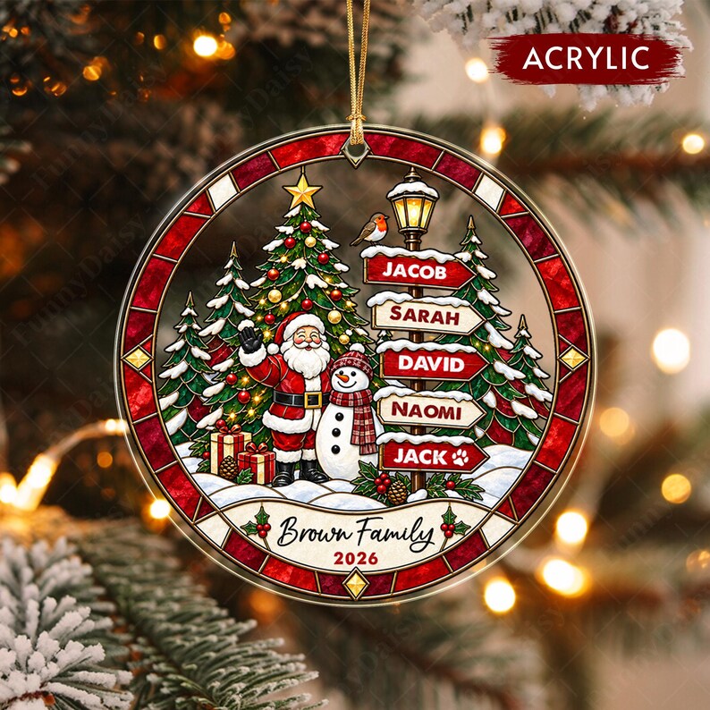 Family Sign Post Name Tree Ornament