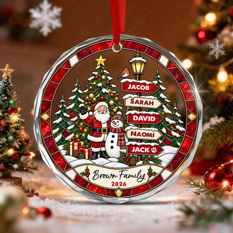 Family Sign Post Name Tree Ornament