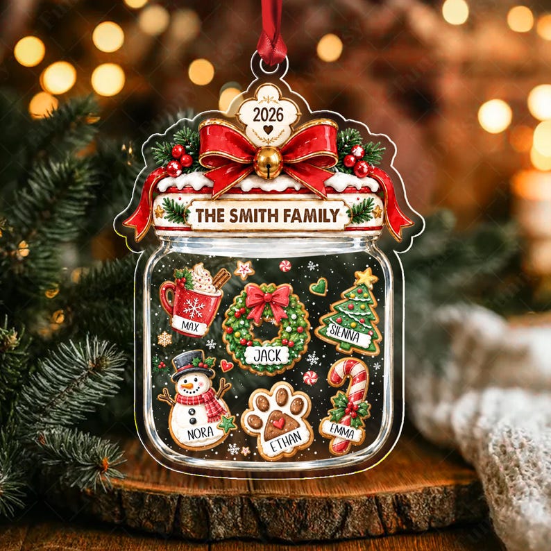 Gingerbread Cookie Family Name Ornament