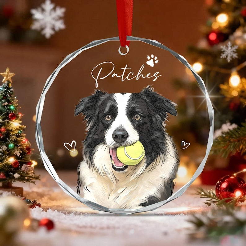 Vibrant Watercolor Dog Photo Ornament 2026