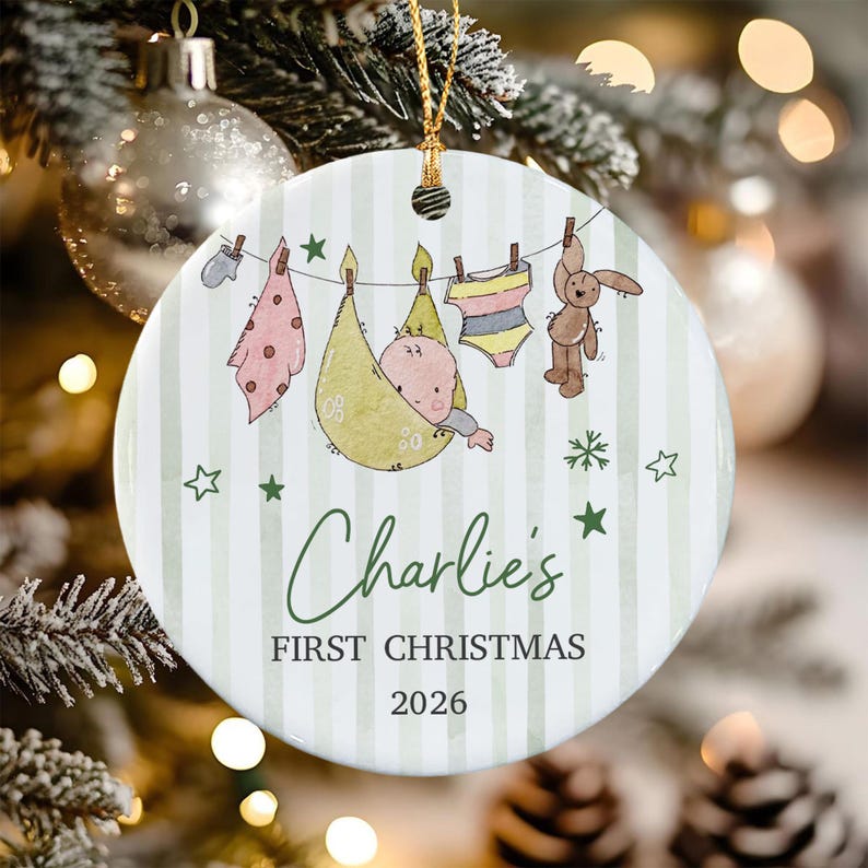 Hanging Baby Name Circle Ceramic Ornament