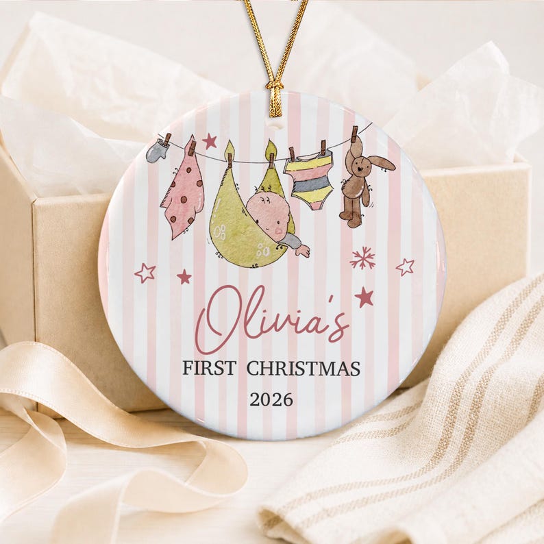 Hanging Baby Name Circle Ceramic Ornament