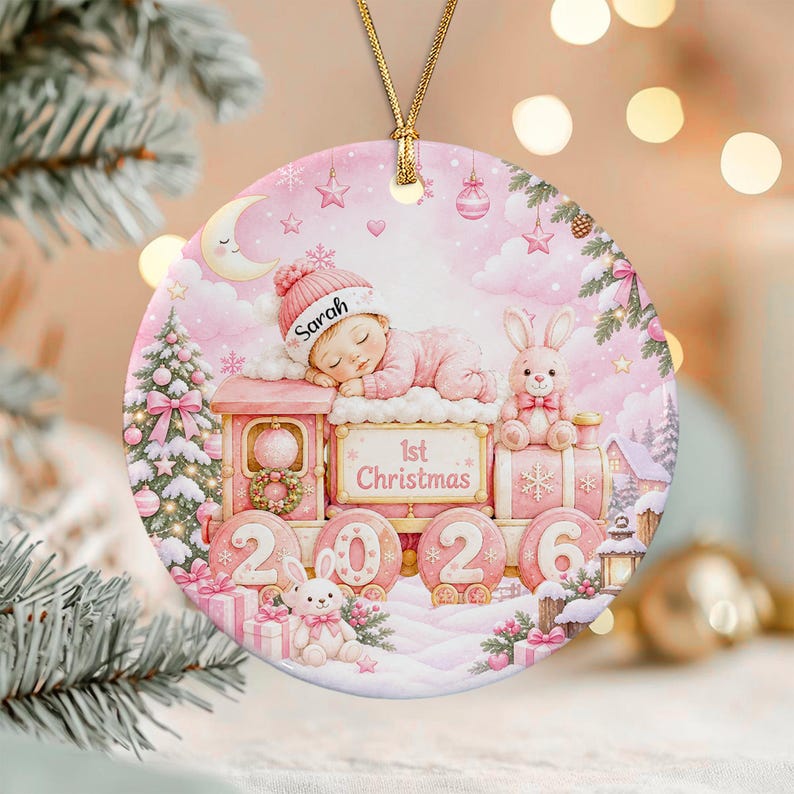 Sleeping Baby Circle Ceramic Ornament