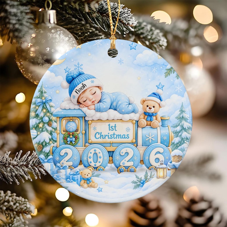 Sleeping Baby Circle Ceramic Ornament