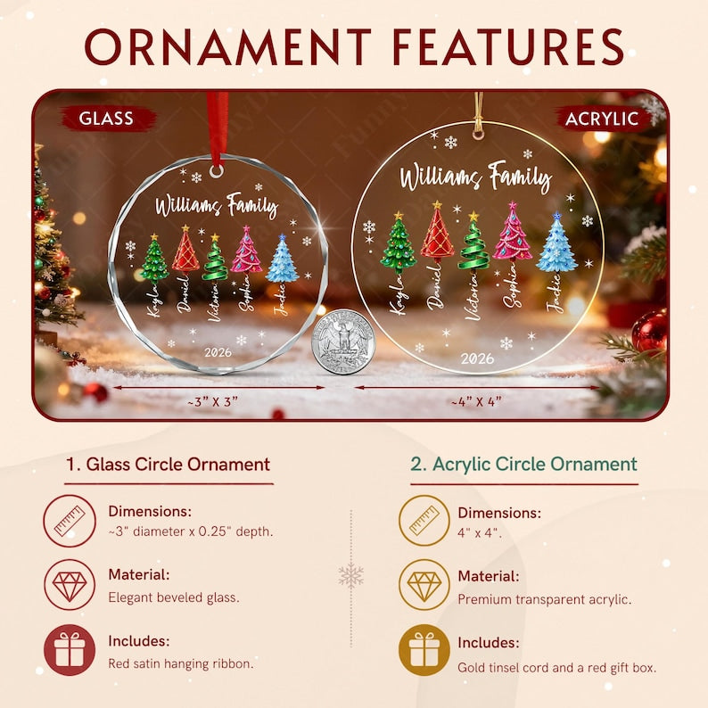 Sea Glass Christmas Tree Name Ornament