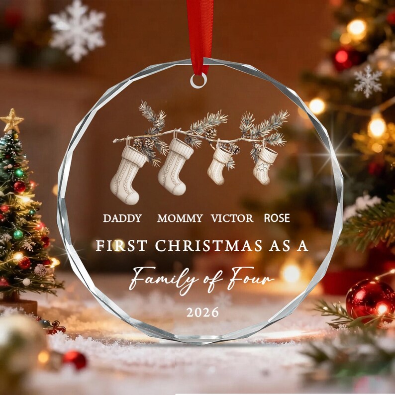 Family of 4 Knitted Stocking Ornament