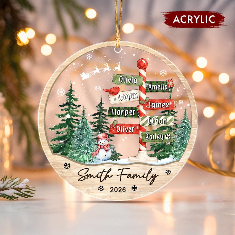 North Pole Family & Pet Glass Ornament