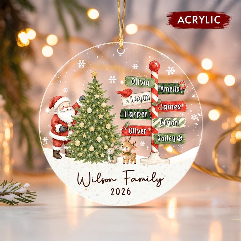 Winter North Pole Family Glass Ornament