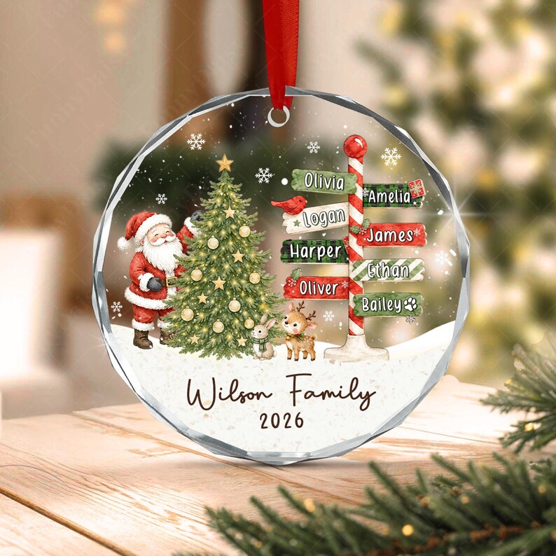 Winter North Pole Family Glass Ornament