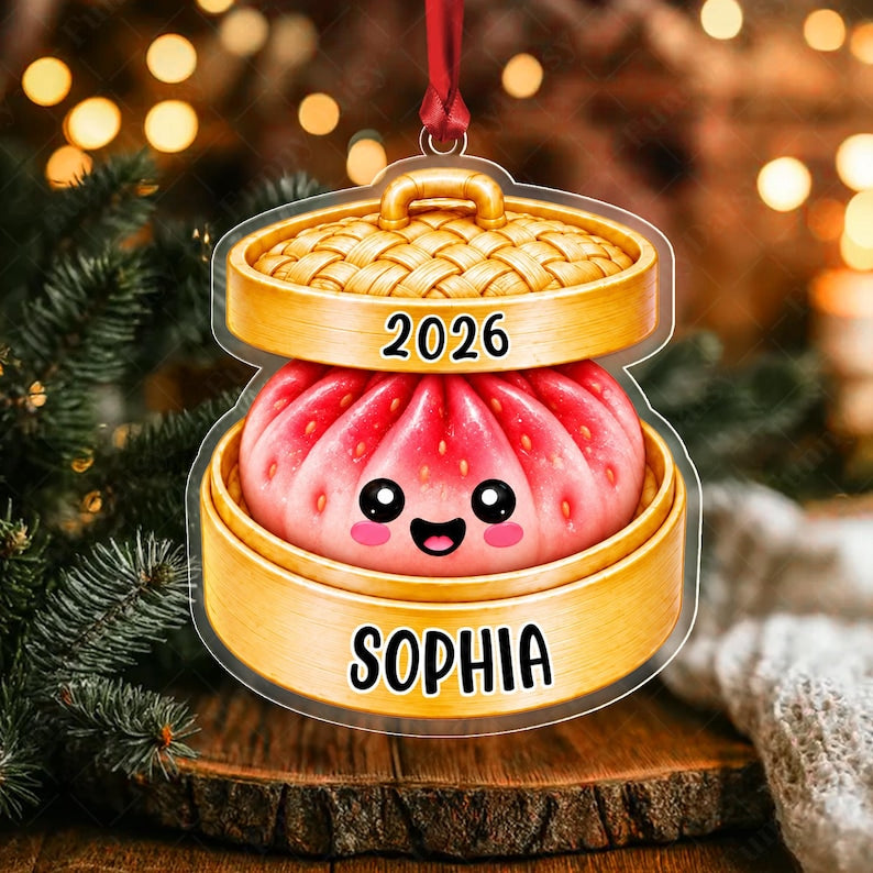 Glitter Dumpling Kid Name Christmas Ornament