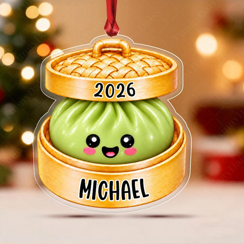 Glitter Dumpling Kid Name Christmas Ornament