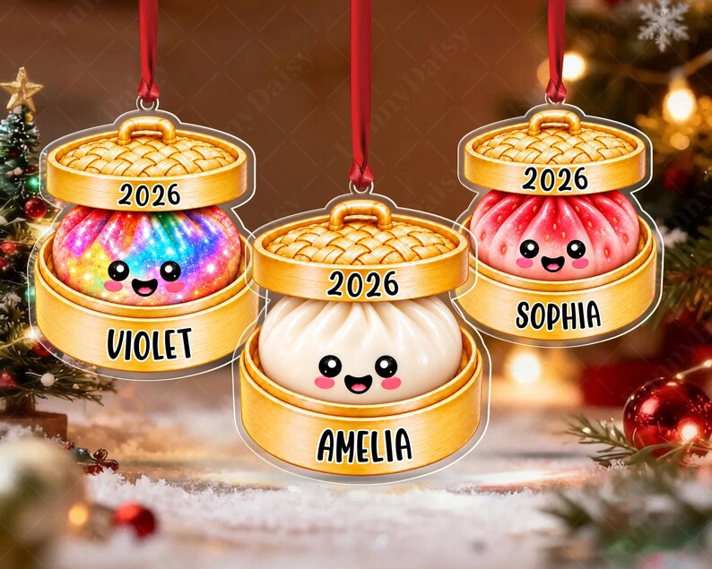 Glitter Dumpling Kid Name Christmas Ornament