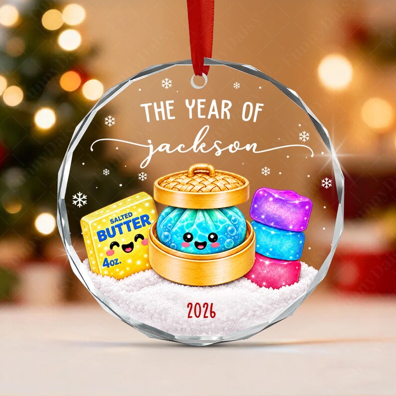 Glitter Dumpling Butter Kid Name Ornament