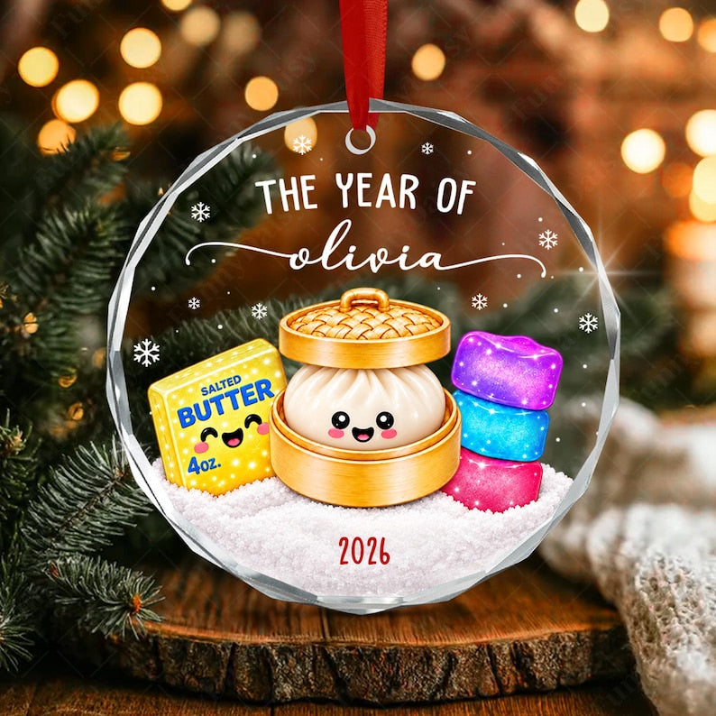 Glitter Dumpling Butter Kid Name Ornament