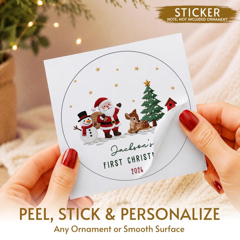 Baby Name Photo Santa Reindeer Ornament