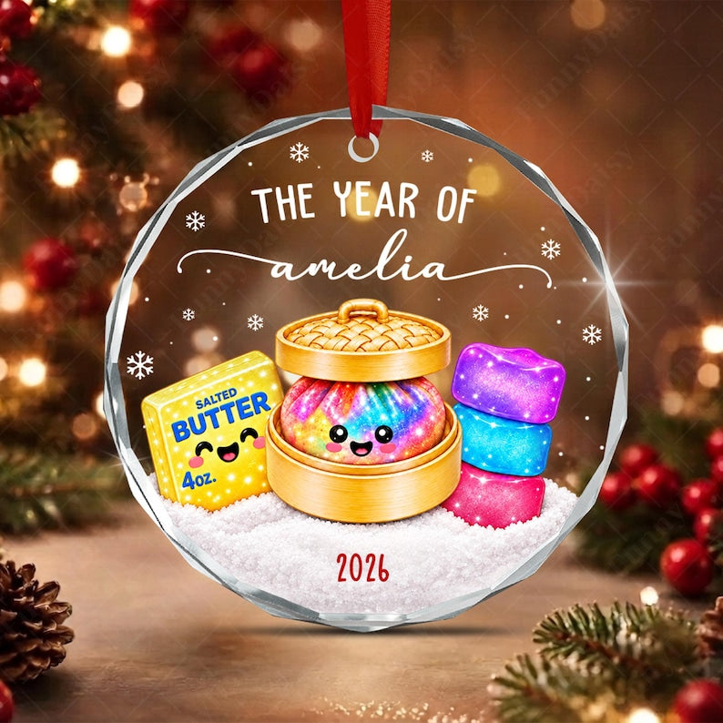 Glitter Dumpling Butter Kid Name Ornament