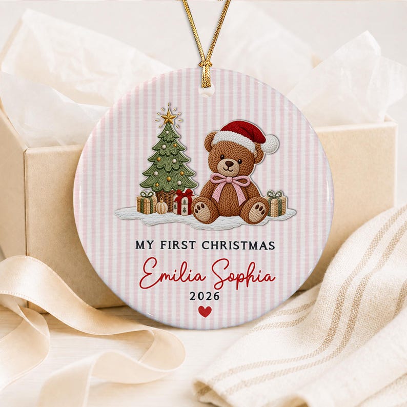 My 1st Christmas Teddy Photo Ornament