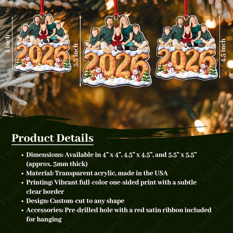 Family Photo Custom Shape Acrylic Ornament