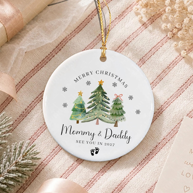 Family Baby Announcement Christmas Ornament