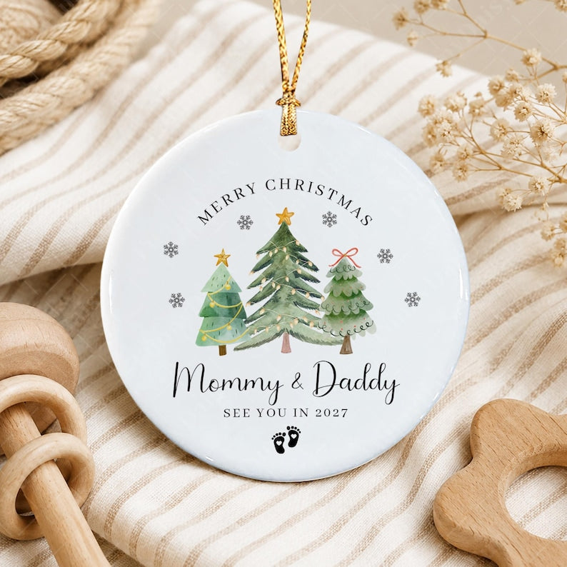 Family Baby Announcement Christmas Ornament