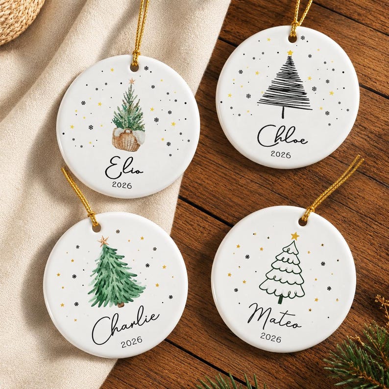 Christmas Tree Name & Year Ceramic Ornament
