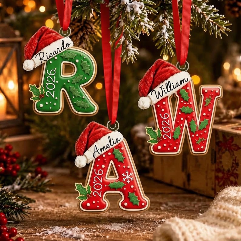 Gingerbread Initial Kid Name Acrylic Ornament