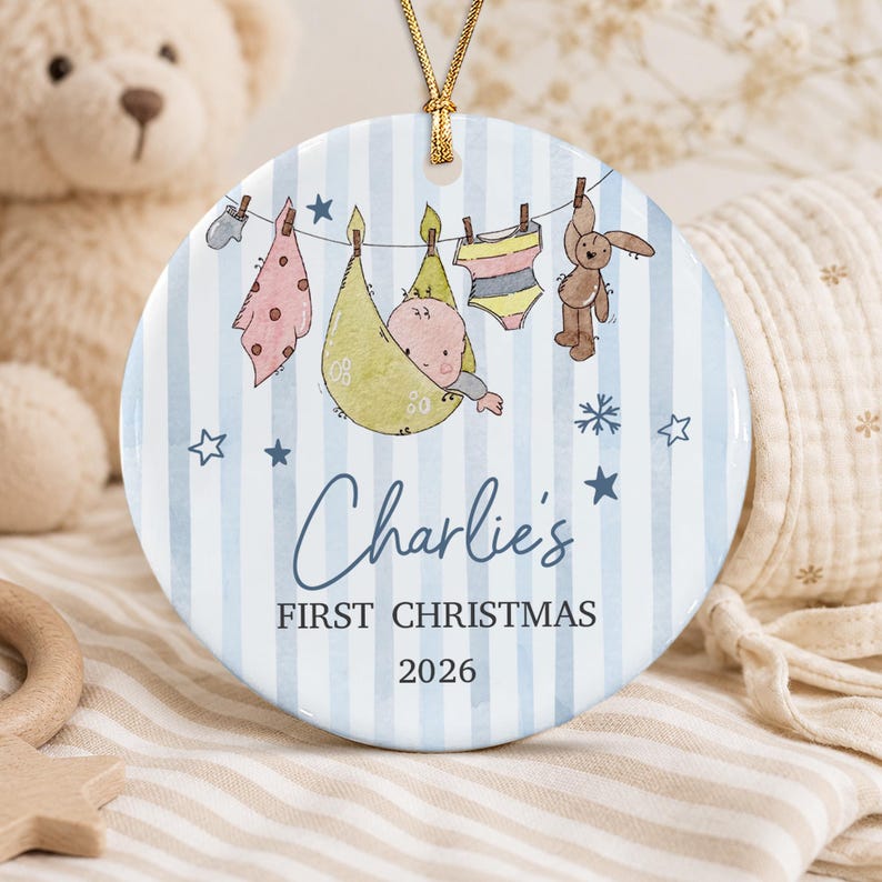 Hanging Baby Name Circle Ceramic Ornament