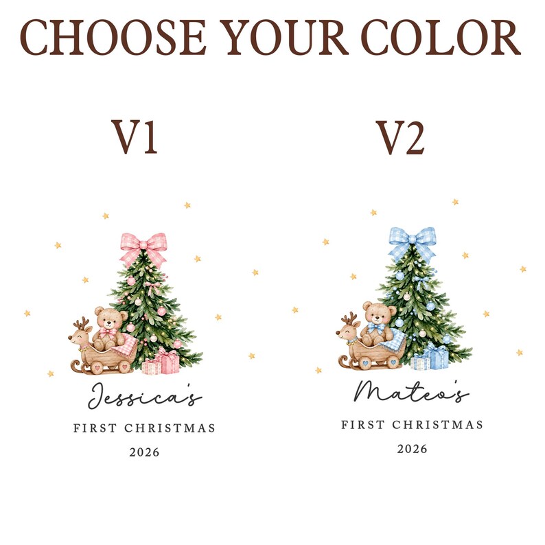 Baby Girl Teddy Bear Name Ornament