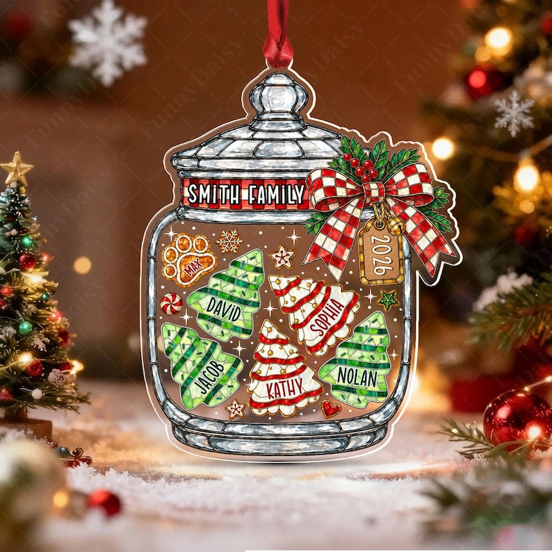 Family Tree Cake Christmas Jar Ornament