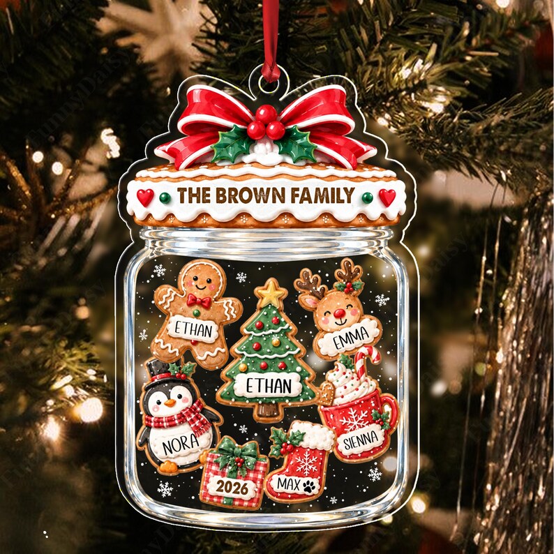 Family Gingerbread Cookies Jar Ornament