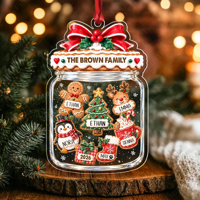 Family Gingerbread Cookies Jar Ornament