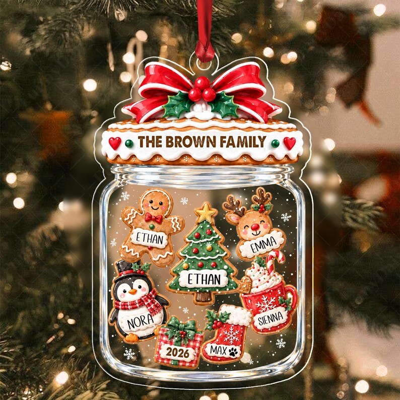 Family Gingerbread Cookies Jar Ornament