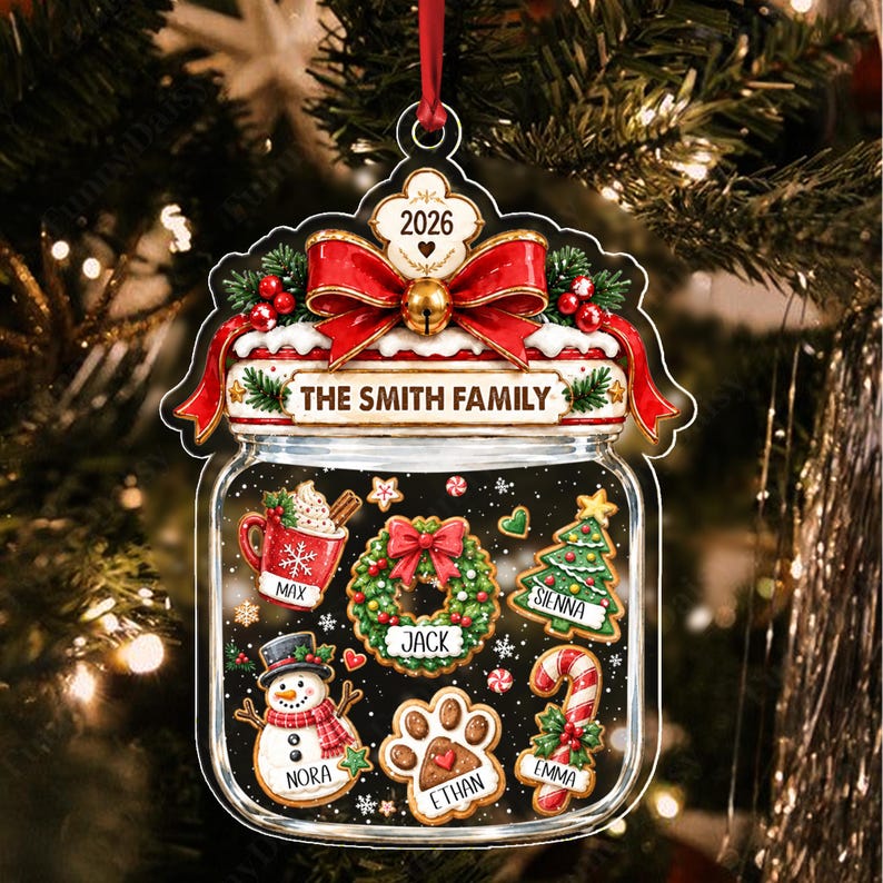 Gingerbread Cookie Family Name Ornament