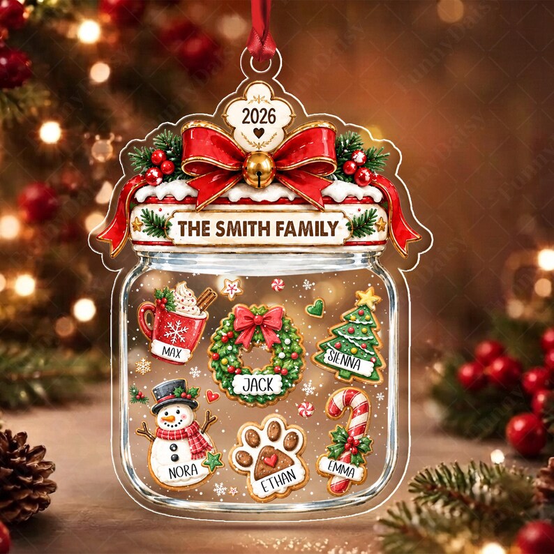 Gingerbread Cookie Family Name Ornament