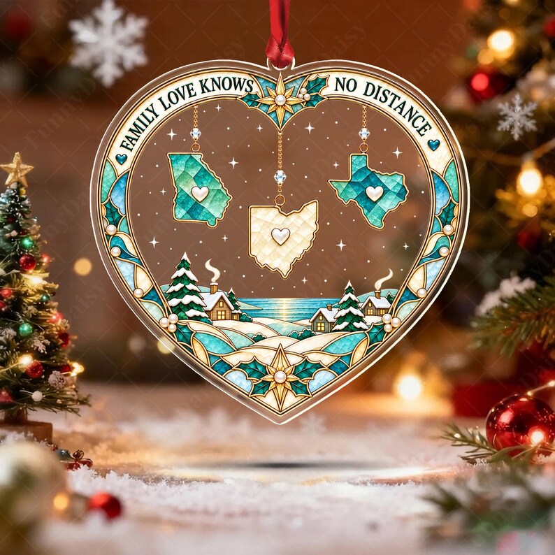 Long Distance Family States Ornament