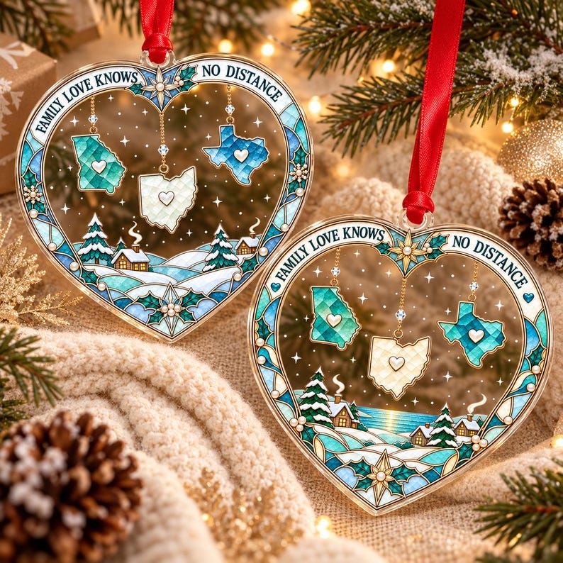 Long Distance Family States Ornament