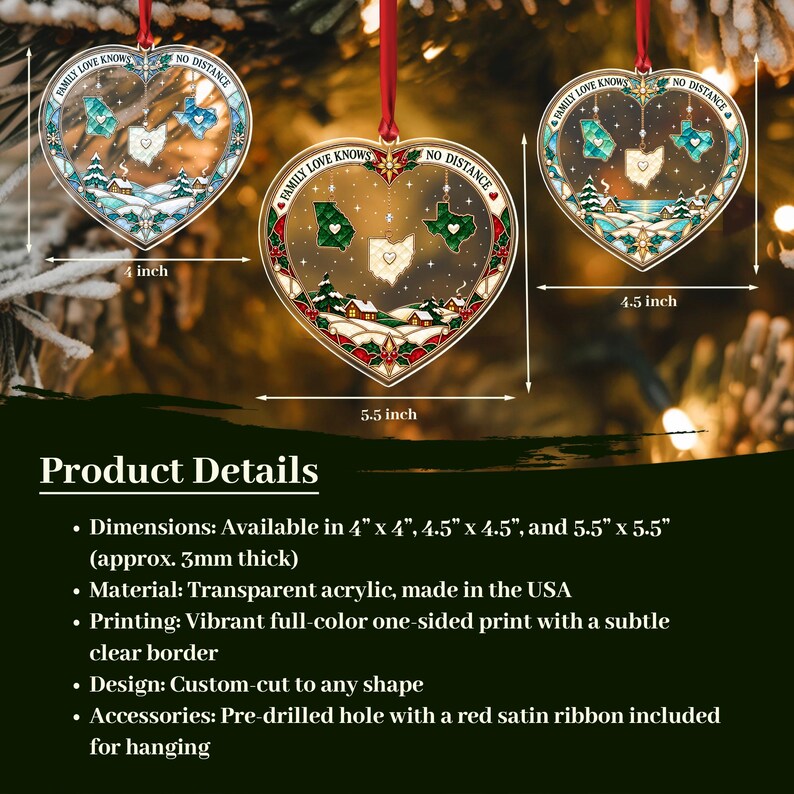 Long Distance Family States Ornament