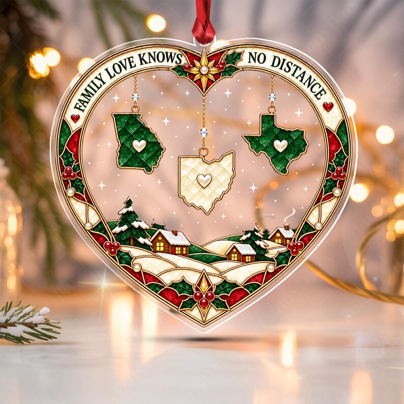 Long Distance Family States Ornament
