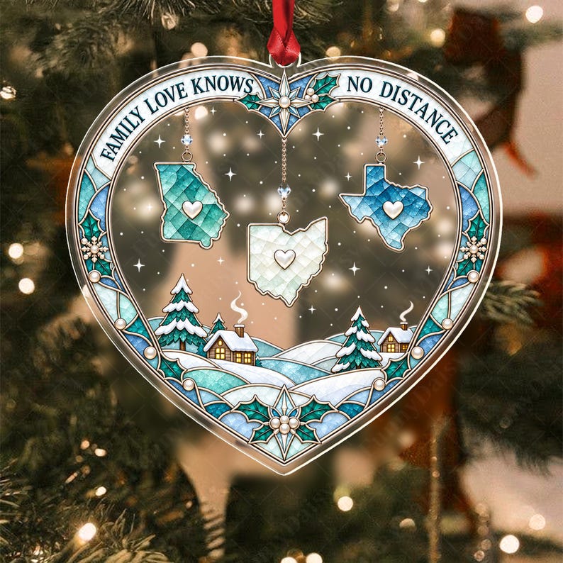 Long Distance Family States Ornament