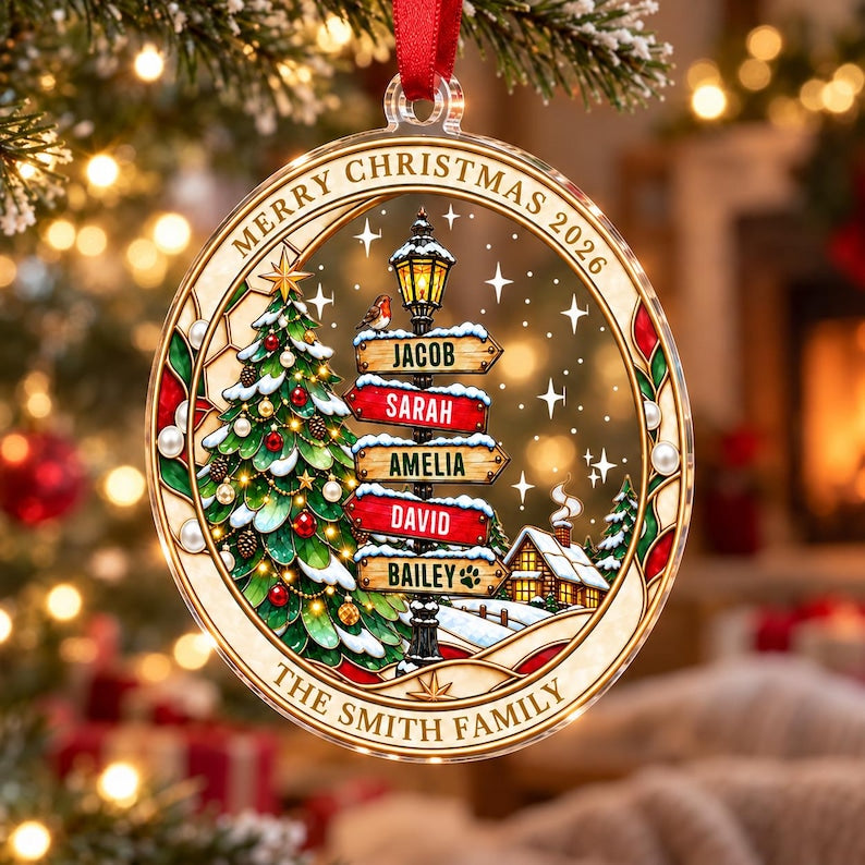 Family & Pet Street Sign Tree Ornament