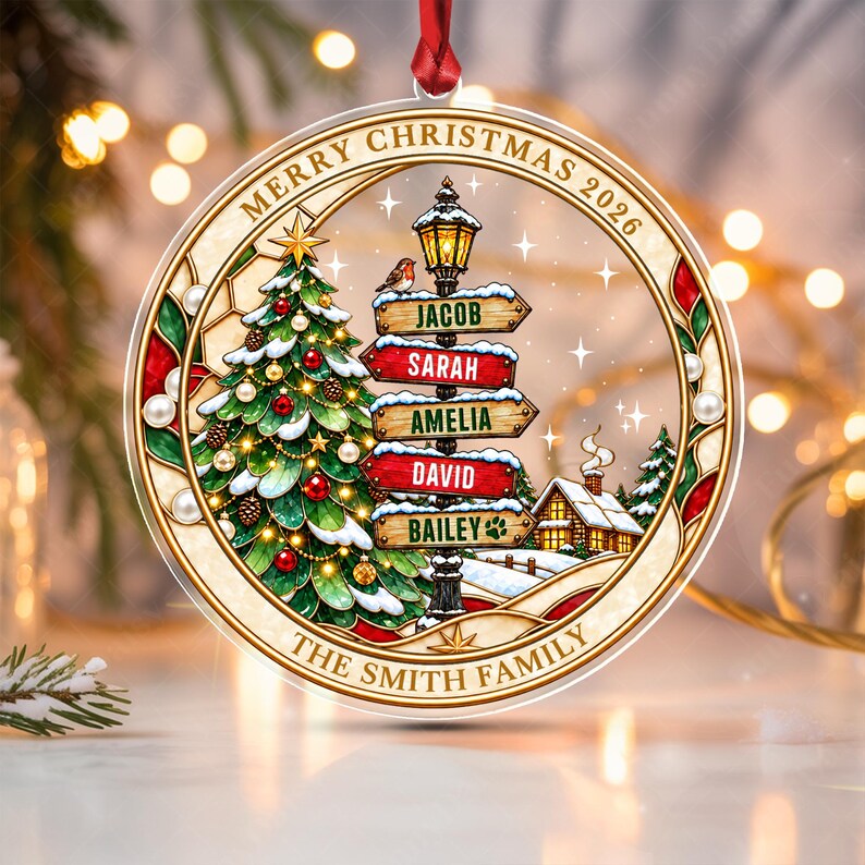 Family & Pet Street Sign Tree Ornament