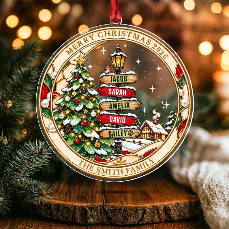 Family & Pet Street Sign Tree Ornament