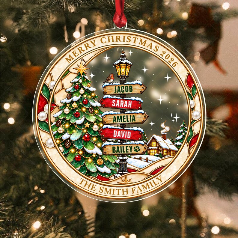 Family & Pet Street Sign Tree Ornament