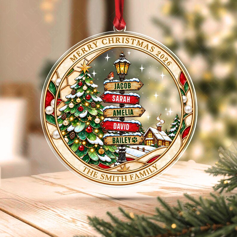 Family & Pet Street Sign Tree Ornament