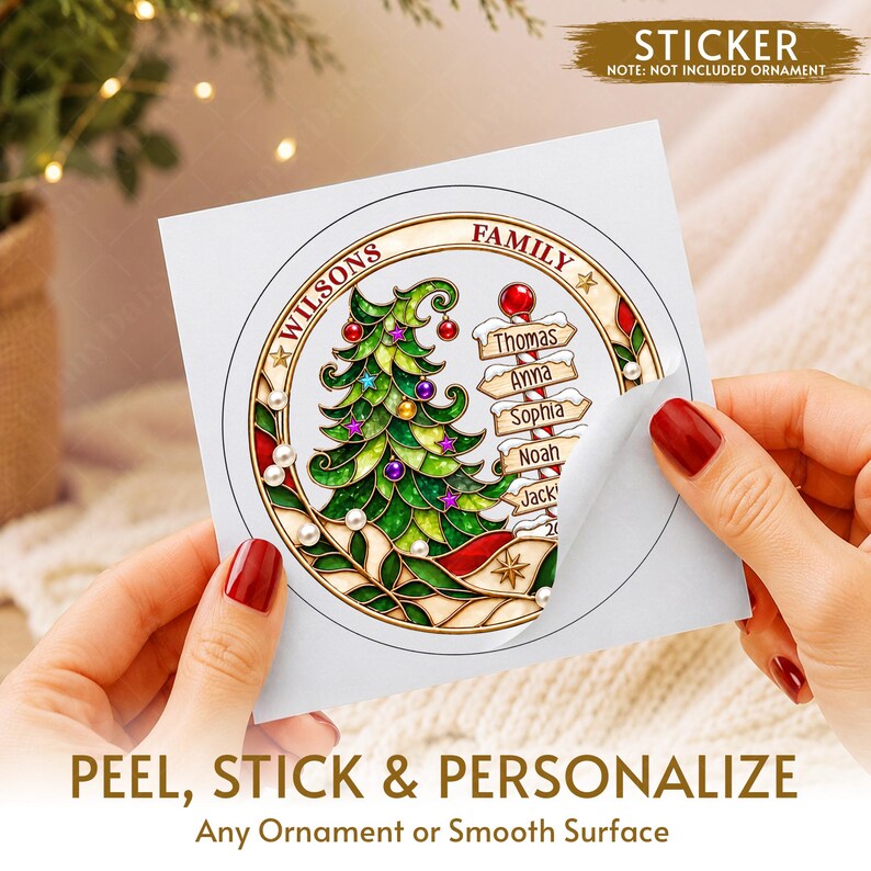 North Pole Family Name Glass Ornament